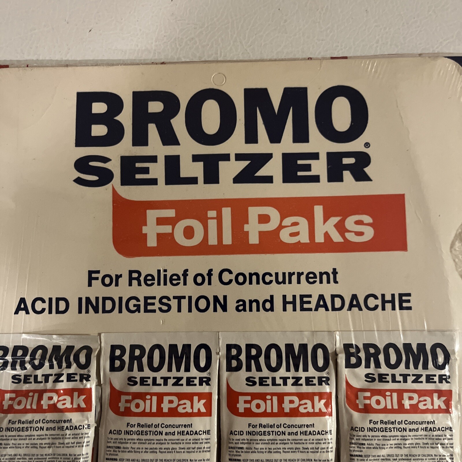 Vintage Bromo Seltzer (24) Tablets Pharmacy Foil Packs Counter Display NOS Stock