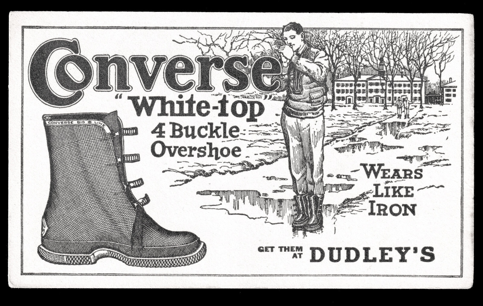 RARE = ca. 1920 Converse Rubber White-Top Shoe Boot Advertising Card Ink Blotter