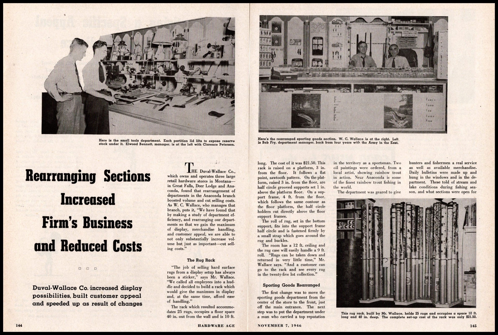 1946 Duval Wallace Hardware Store Photos Anaconda Montana 2Page Article Print Ad