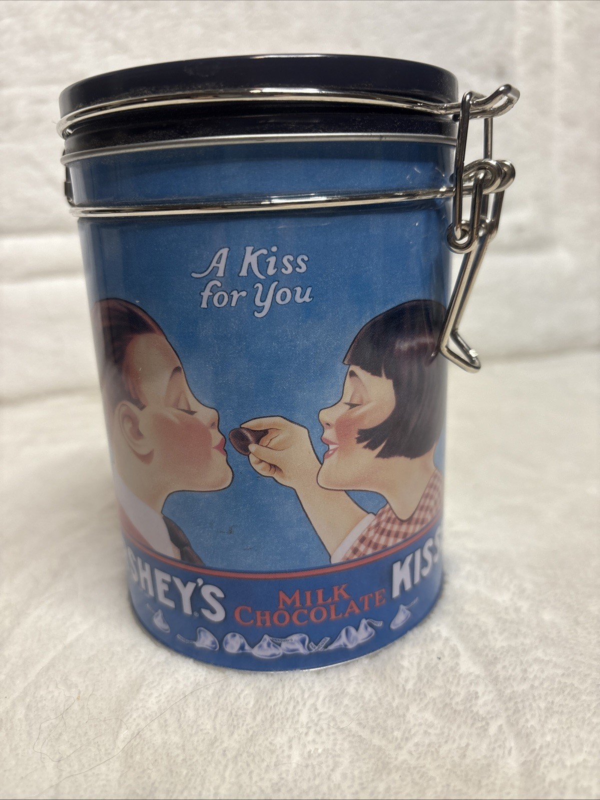 Vintage Hershey’s Kisses Milk Chocolate Tin Can “A Kiss For You”