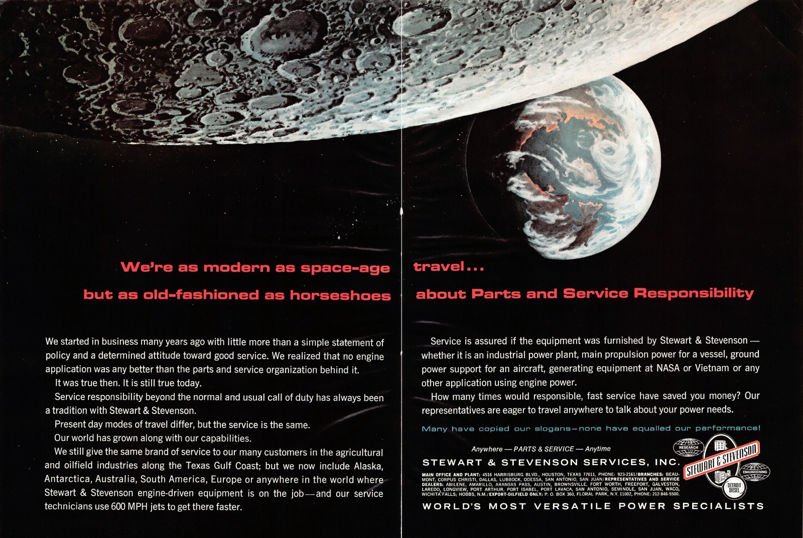 Moon Earth Rising Stewart & Stevenson Detroit Diesel Michigan Vtg Mag Print Ad