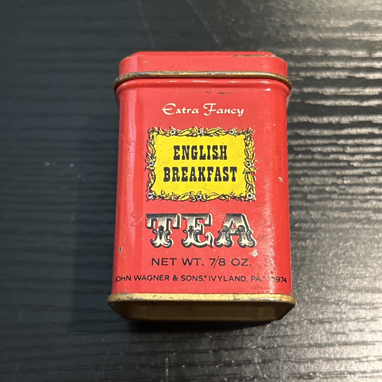 John Wagner and Sons English Breakfast Tea TIN Small Can Container 7/8 oz Mini