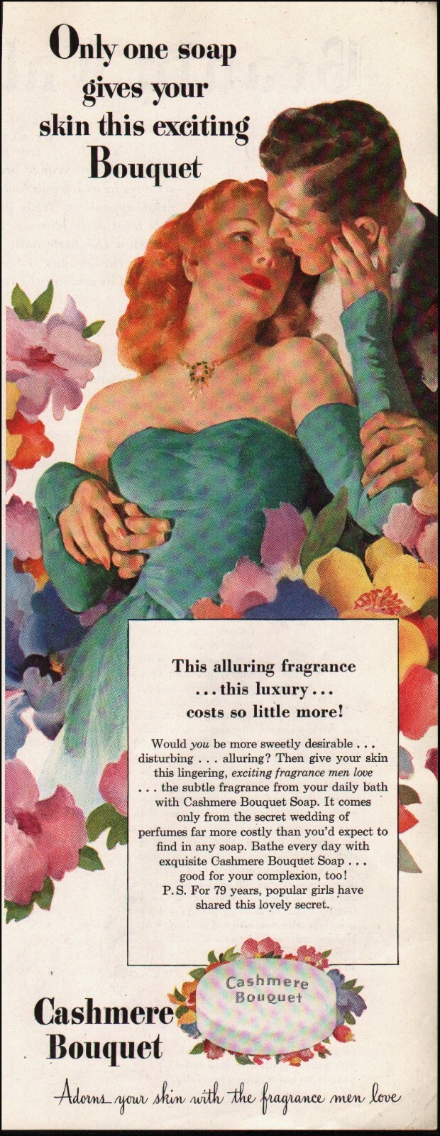 1948 Vintage ad Cashmere Bouquet retro Cosmetic Art Flowers Dress 08/17/23