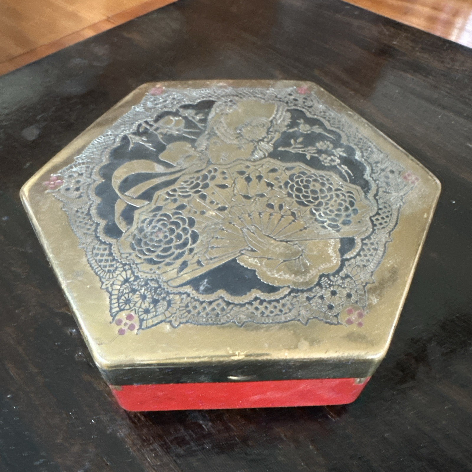Vintage Deco Chocolate Tin Brass Artstyle Chocolate Co.