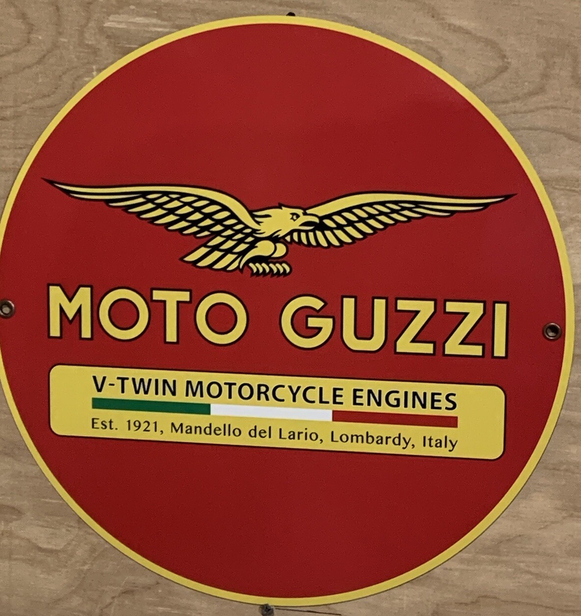 Motorcycle Moto Guzzi Vintage Logo Round Reproduction Garage Sign