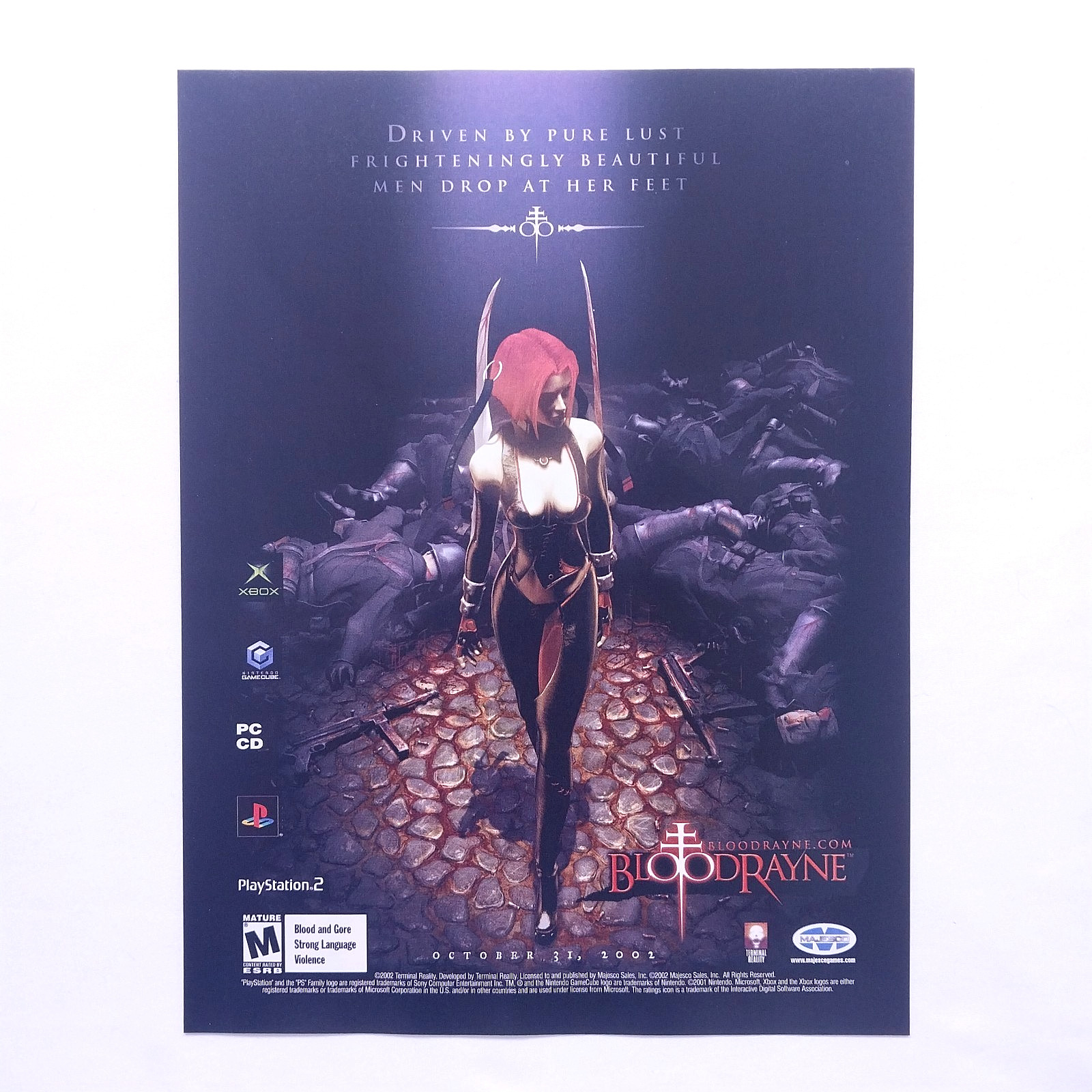 2002 Bloodrayne PS2 Xbox PC Print Ad – Magazine Page Video Game Promo Art Y2K