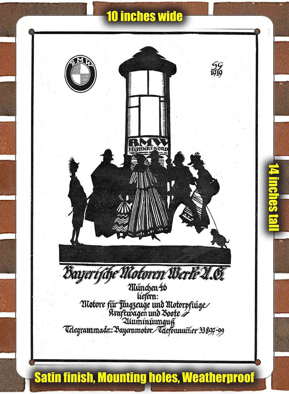 Metal Sign – 1919 BMW Bavarian Motor Works Munich- 10×14 inches