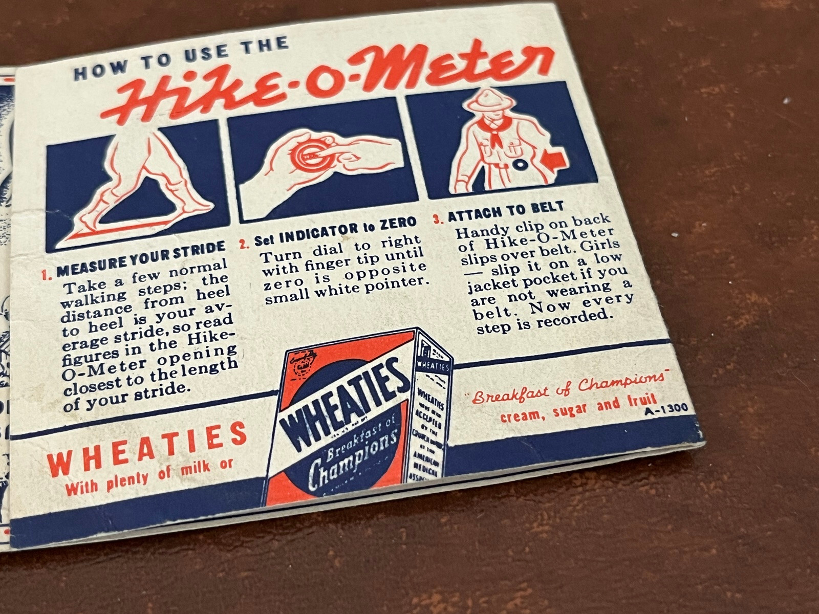 Vtg 30s JACK ARMSTRONG Wheaties HIKE-O-METER Original Paper Instruction Booklet