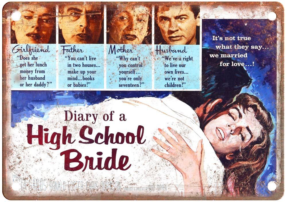 Diary Of High School Bride Vintage Movie Poster Old Retro Look Metal Sign MP1220