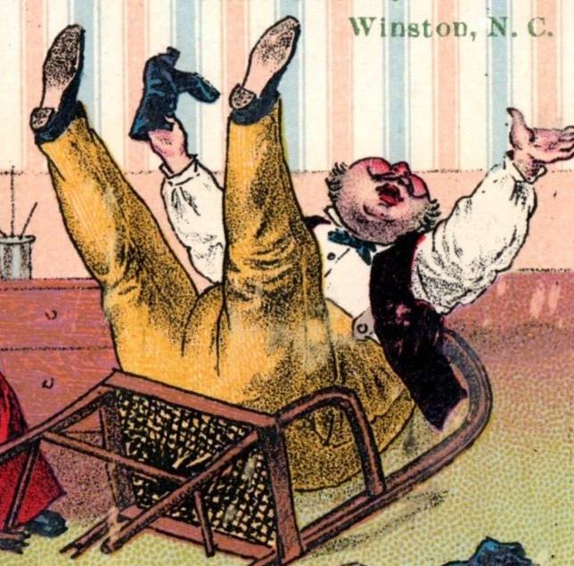 1880s Smoak & Pritchett Fine Hats Shoes Comical Fallen Man Anger Lady F152