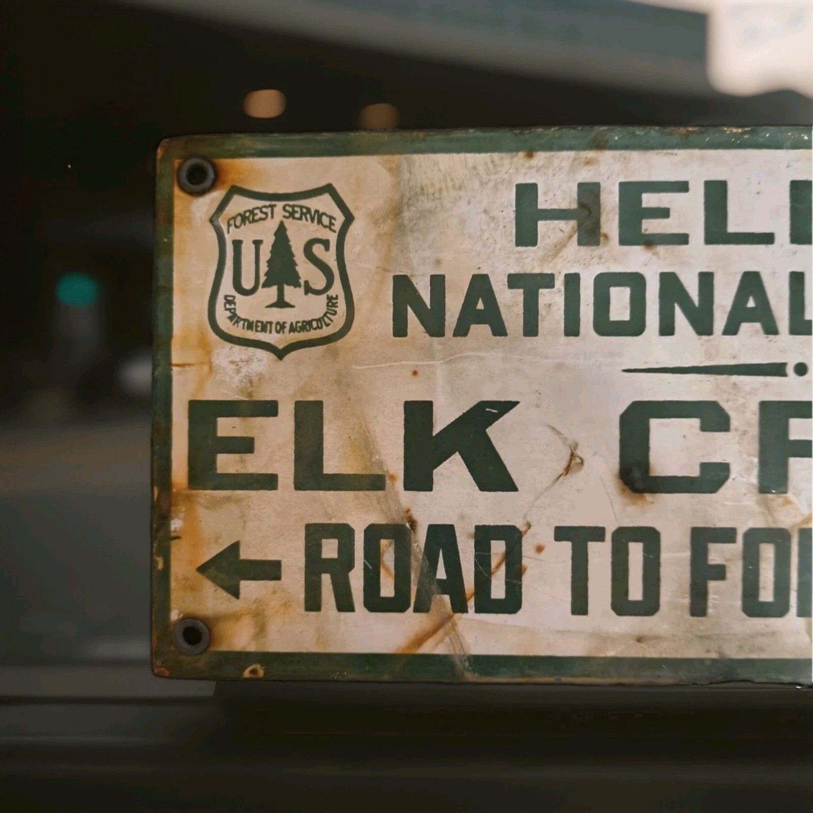 Vintage Helena-Lewis Clark National Forest Porcelain Sign Montana Texas Wyoming