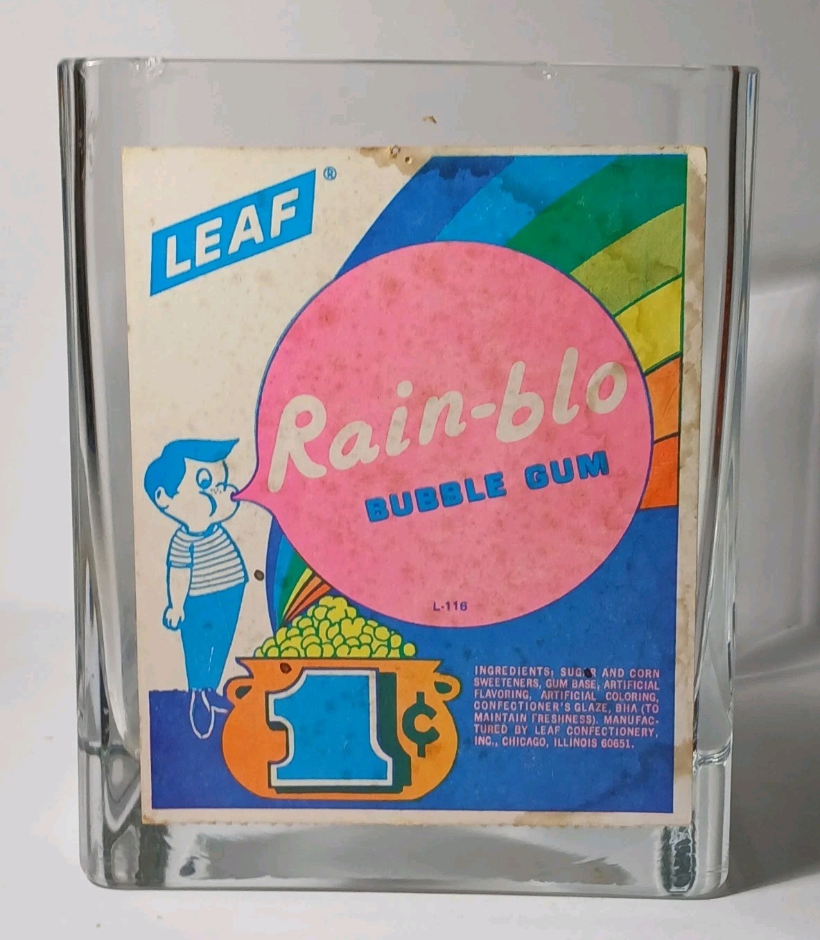1960s Old Vintage Leaf Rain-blo Bubble Gum 1 CENT Store Display Country Store