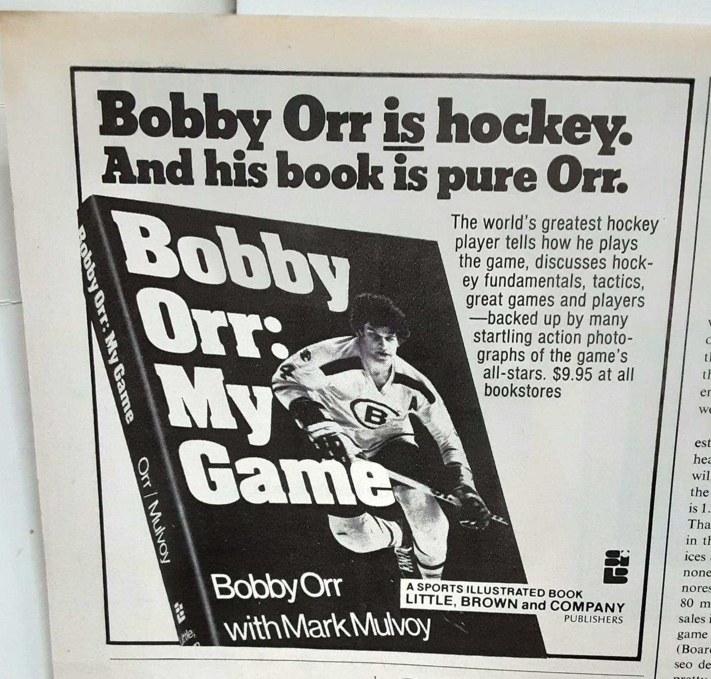 1975 Bobby Orr My Game Hockey Book Sports Illustrated Print Ad