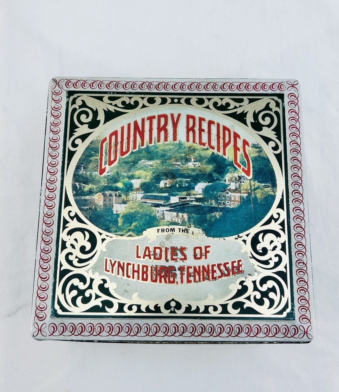 Vtg Ladies Of Lynchburg Tennessee Tin Box Hinged Cover with Recipes England