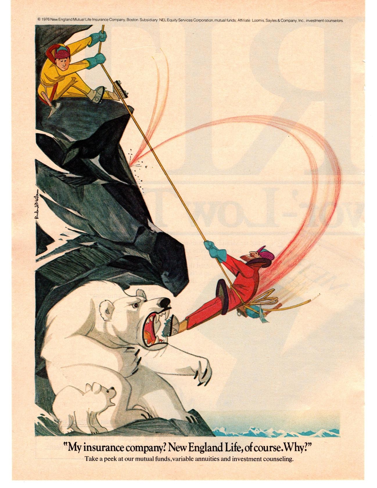 1976 New England Mutual Life Insurance Company Rowland Bragg Wilson Art Print Ad