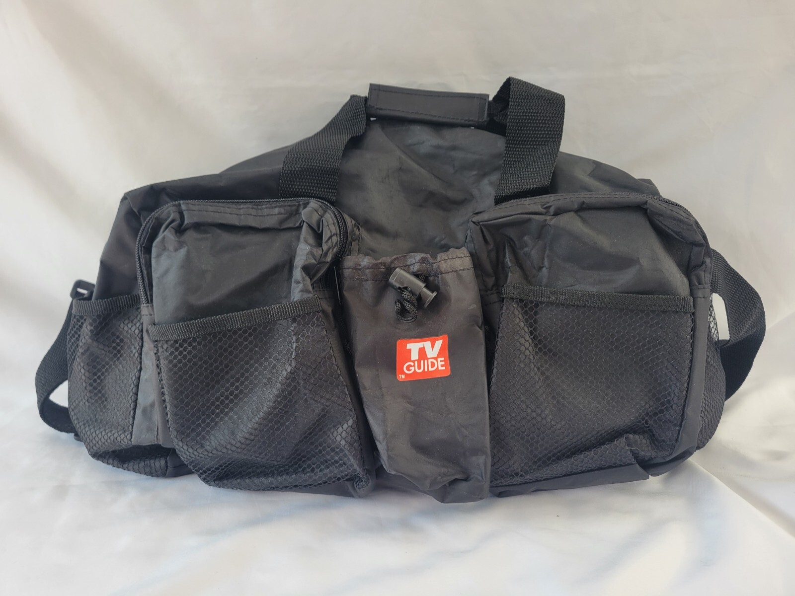 TV Guide Black Duffle Bag Travel Tote Gym Bag Vintage
