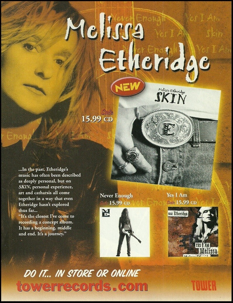 Melissa Etheridge 2001 Skin album ad Tower Records advertisement print