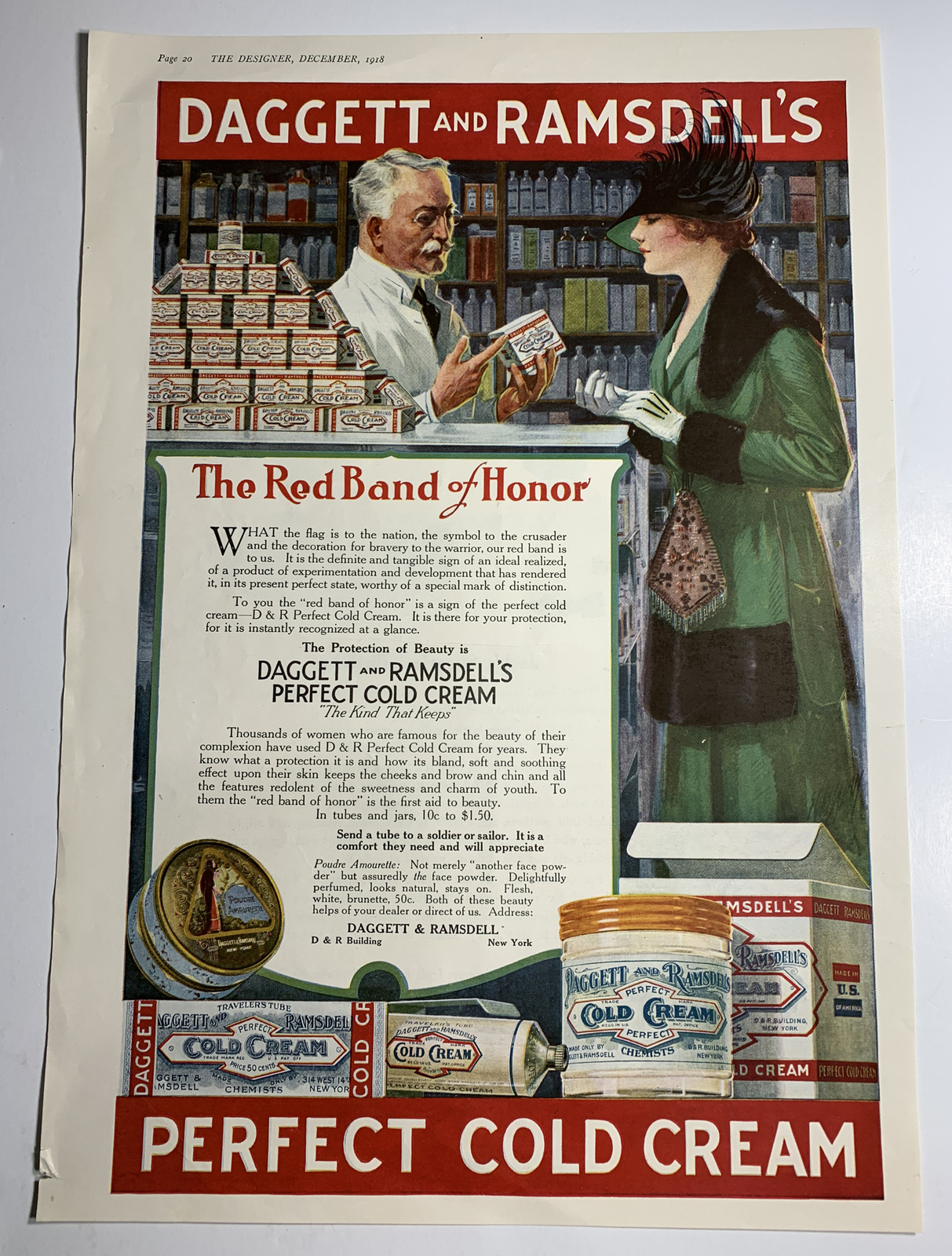 Daggett Ramsdell Cold Cream Beauty Aid Ad Pretty Lady Super Graphics 1919
