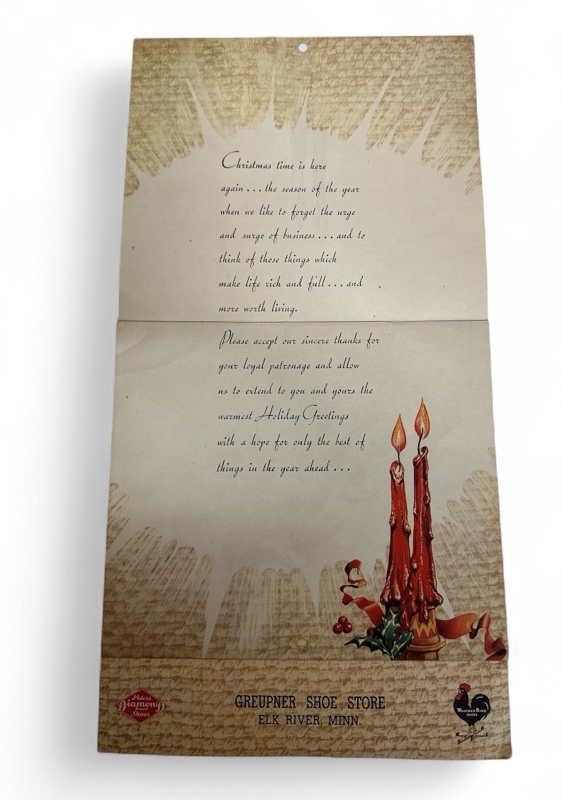 Vtg 1946 Shoe Store Advertising Christmas Calendar Handout Mailer Complete