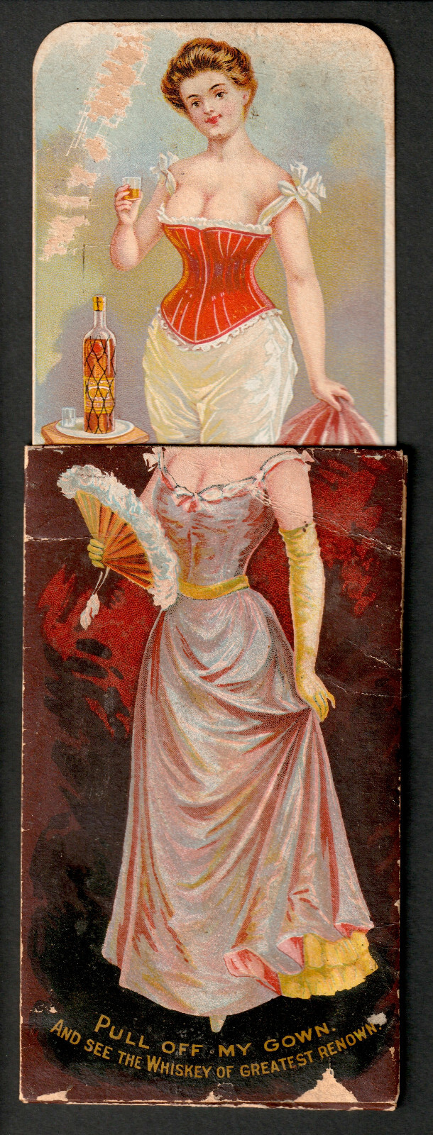 Harper Whiskey 1900 Pull of My Gown Lady Trade Card Hull Risque Novelty SR.A.HW