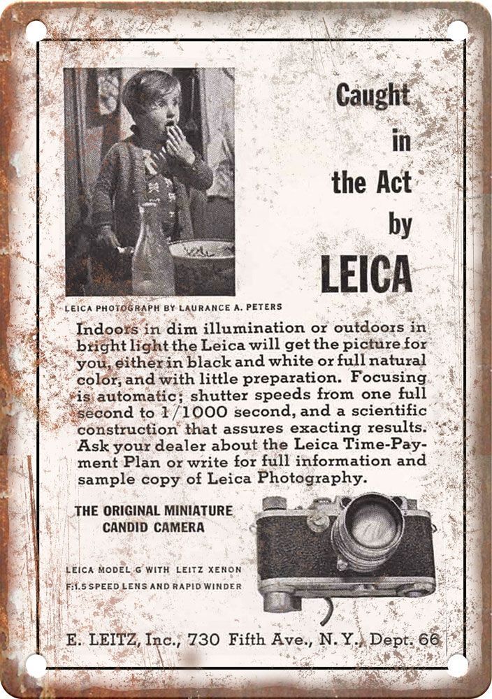 Vintage Leica Film Camera Ad Retro Look Reproduction Metal Sign C18
