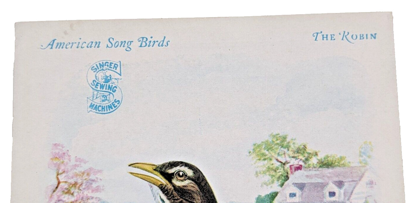 Singer Sewing Machines American Song Birds Trade Cards Robin Catbird Meadowlark