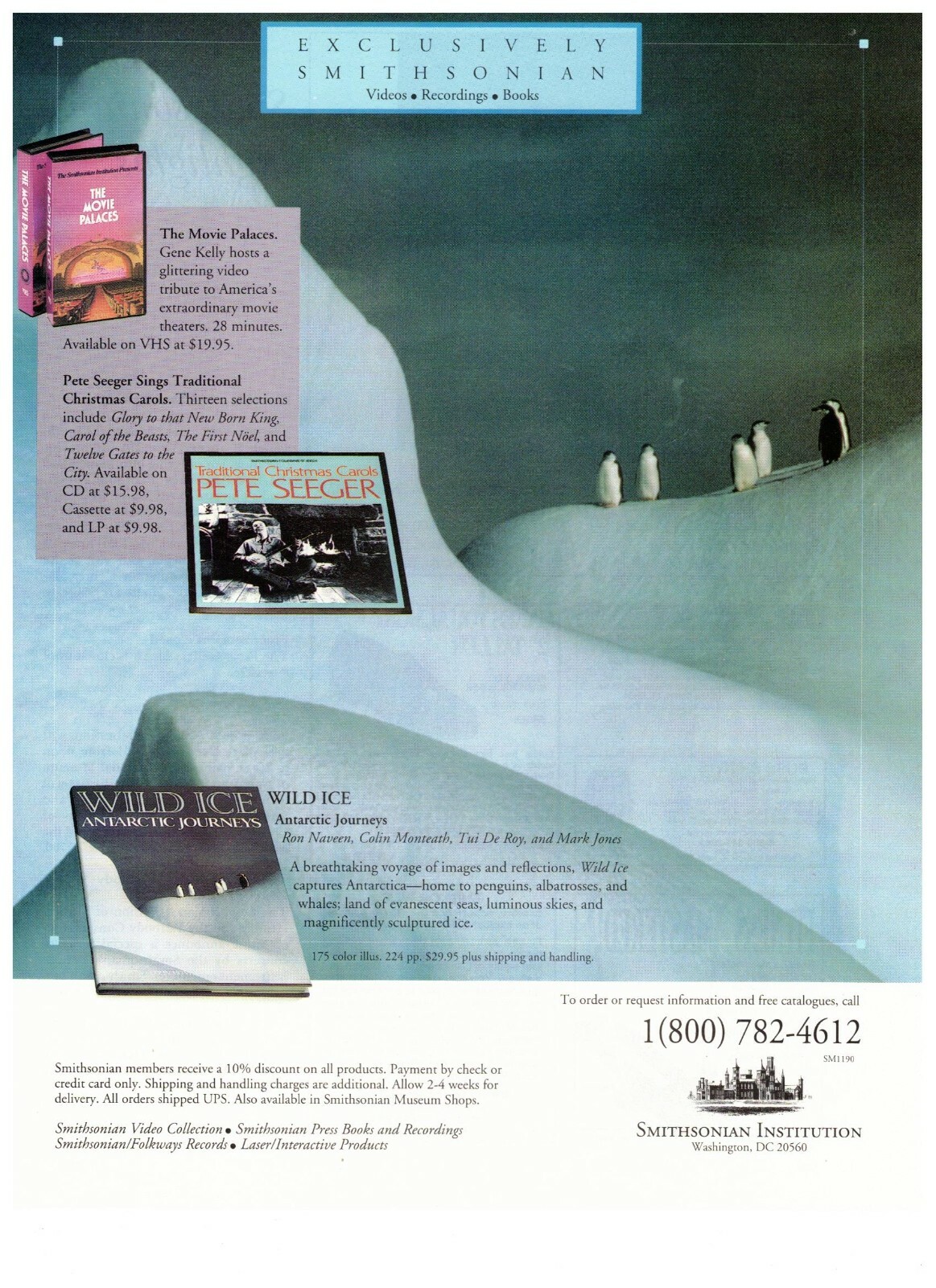 1990 Smithsonian Institution Documentary Penguins Vintage Print Advertisement