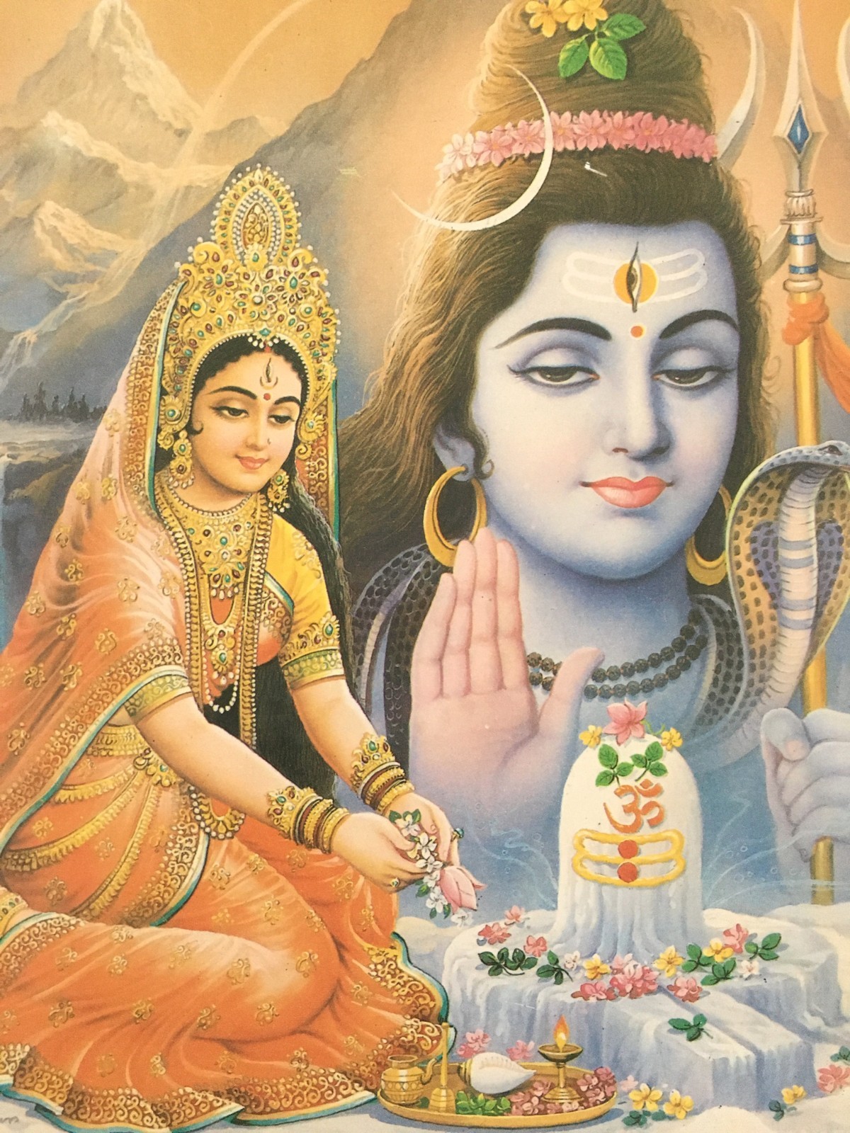 India 70’s Tin Sign DYE & INDIGO MERCHANT DELHI Shiva Parvati 9.5in x 14.5in