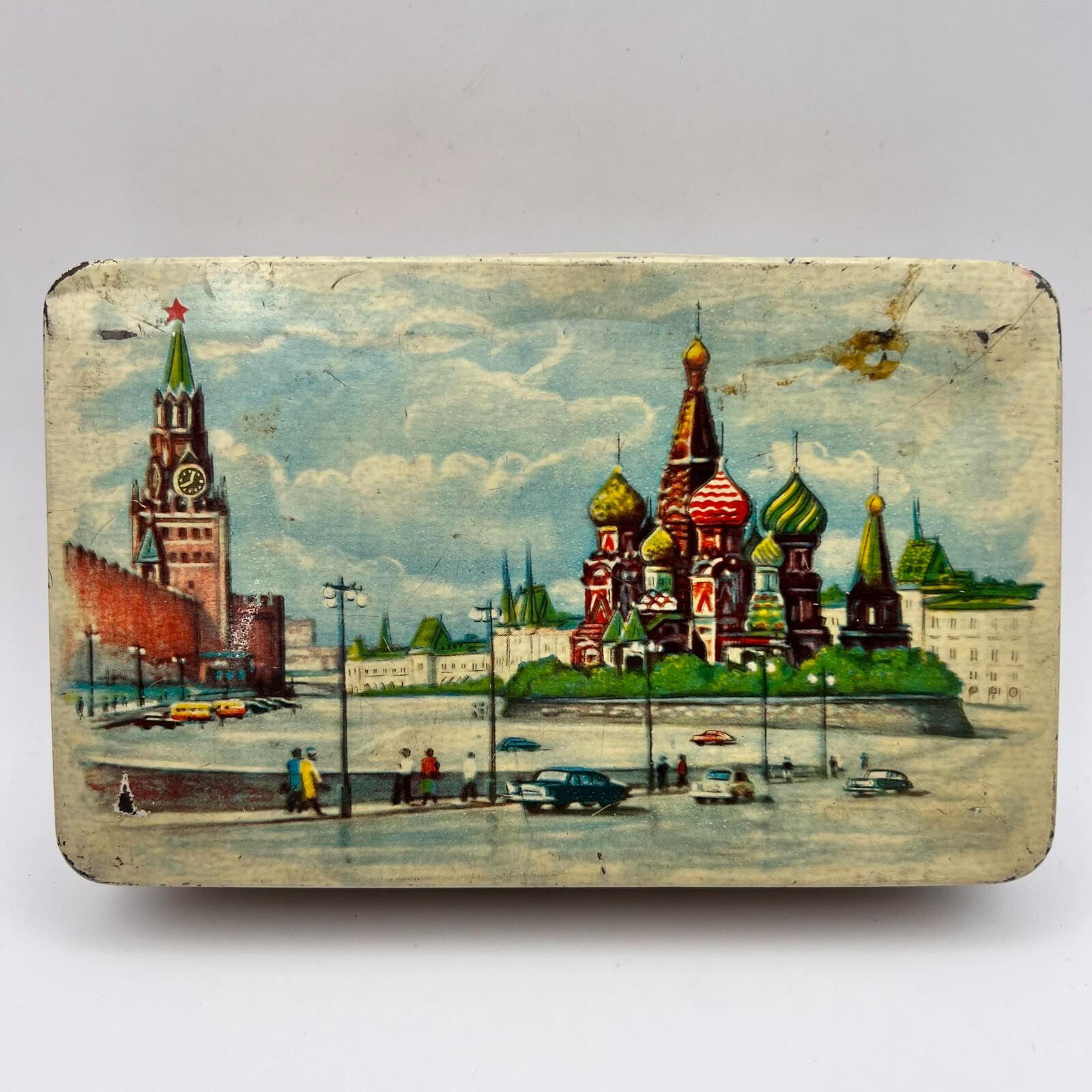 Vintage USSR Chocolate Candy Tin Metal Box Collectible Moscow Kremlin