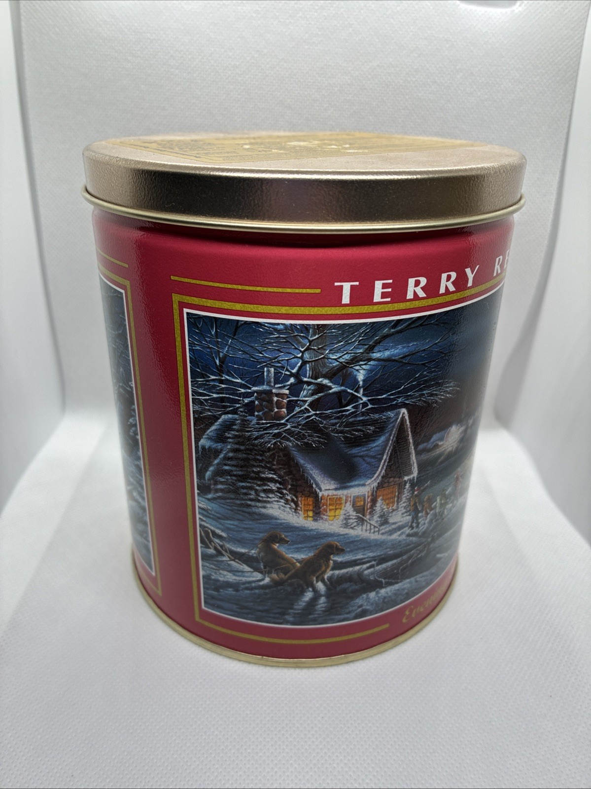Terry Redlin Evening Star Tin Empty Vintage Style Christmas Winter Holiday Decor