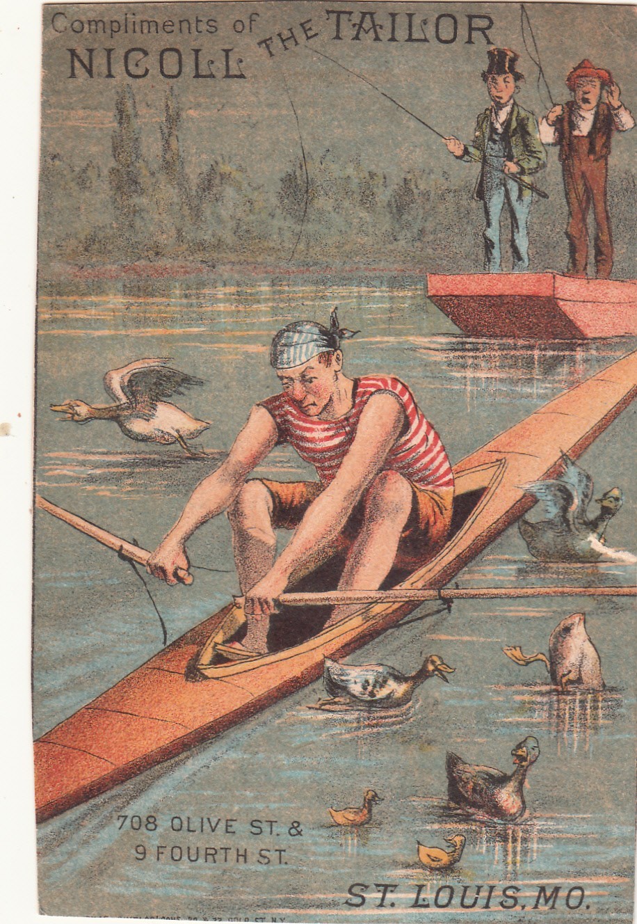 Nicoll the Tailor Rower Scull Boat Ducks Oars Vict Card c1880s