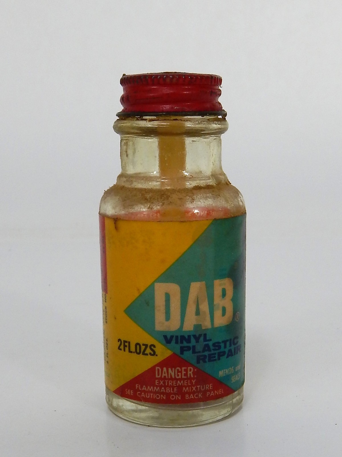 Vintage 1960’s DAB Vinyl Plastic Repair Glass Bottle Made in USA..