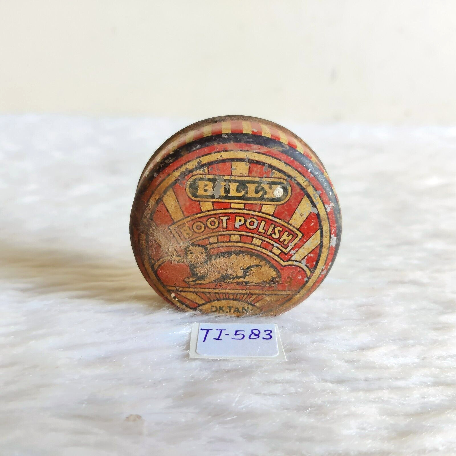 1960s Vintage Billy Boot Polish Dark Tan Advertising Tin Box TI583