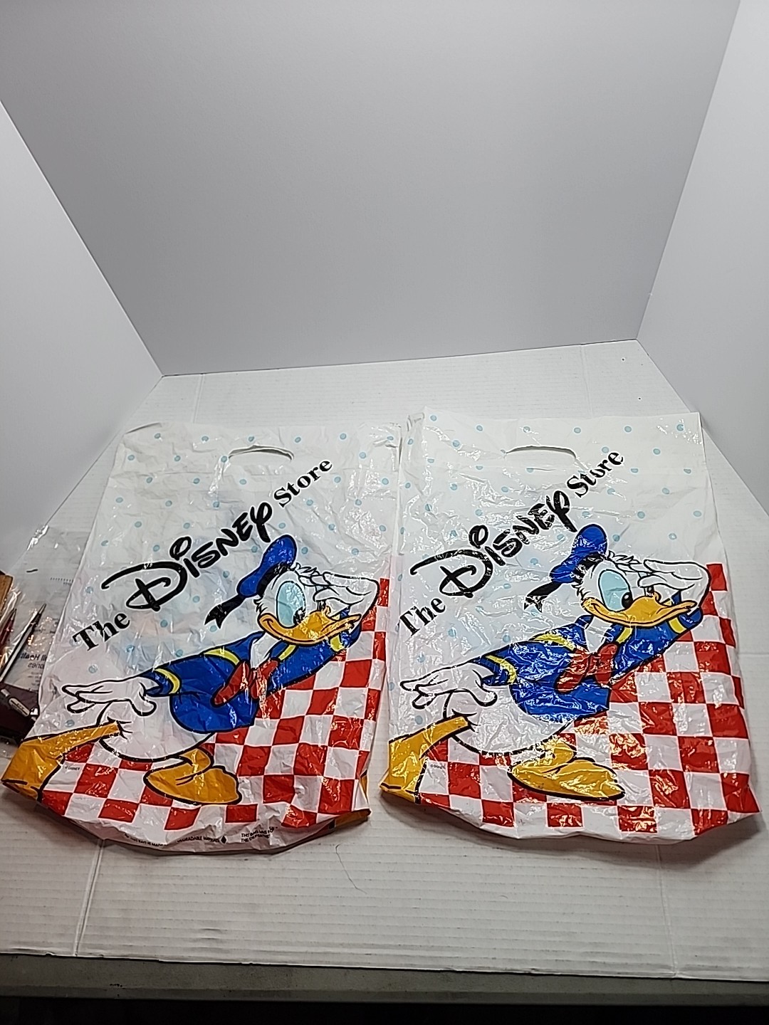 Vintage Plastic Carrier Bag Disney Store Donald Duck Cartoon 90s Collectible