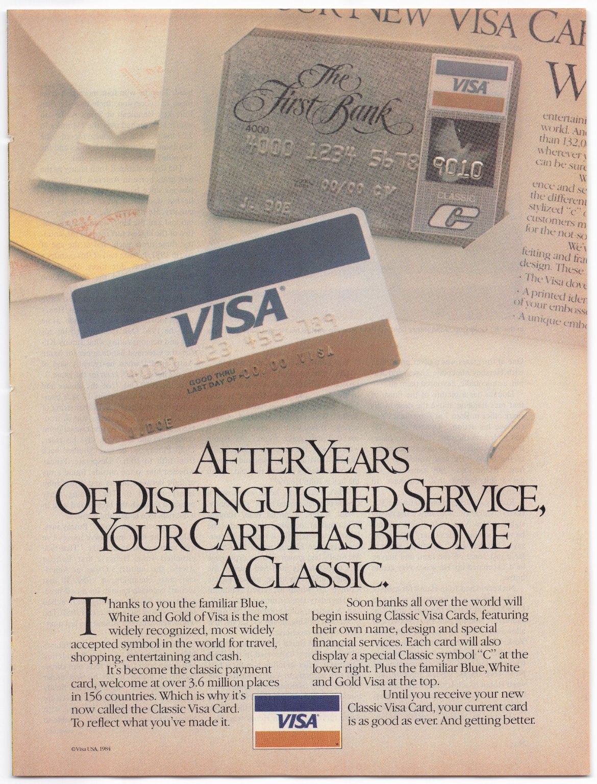 VISA Credit Card Magazine Ad 1984 “Classic” Financial Services