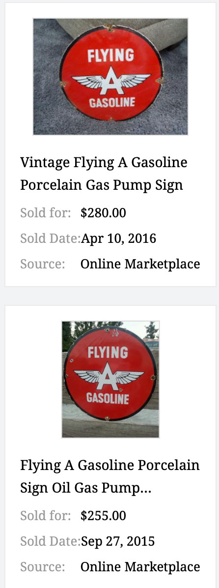 VINTAGE FLYING A GASOLINE “A” WITH WINGS 11″ PORCELAIN METAL OIL PUMP PLATE SIGN