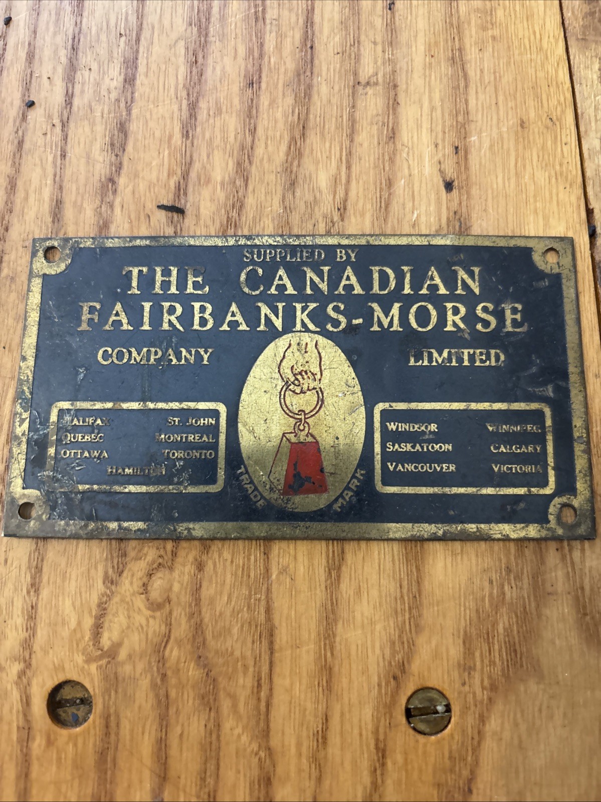 The Canadian Fairbanks Morse Company Brass Plaque Hit And Miss Engine Tag