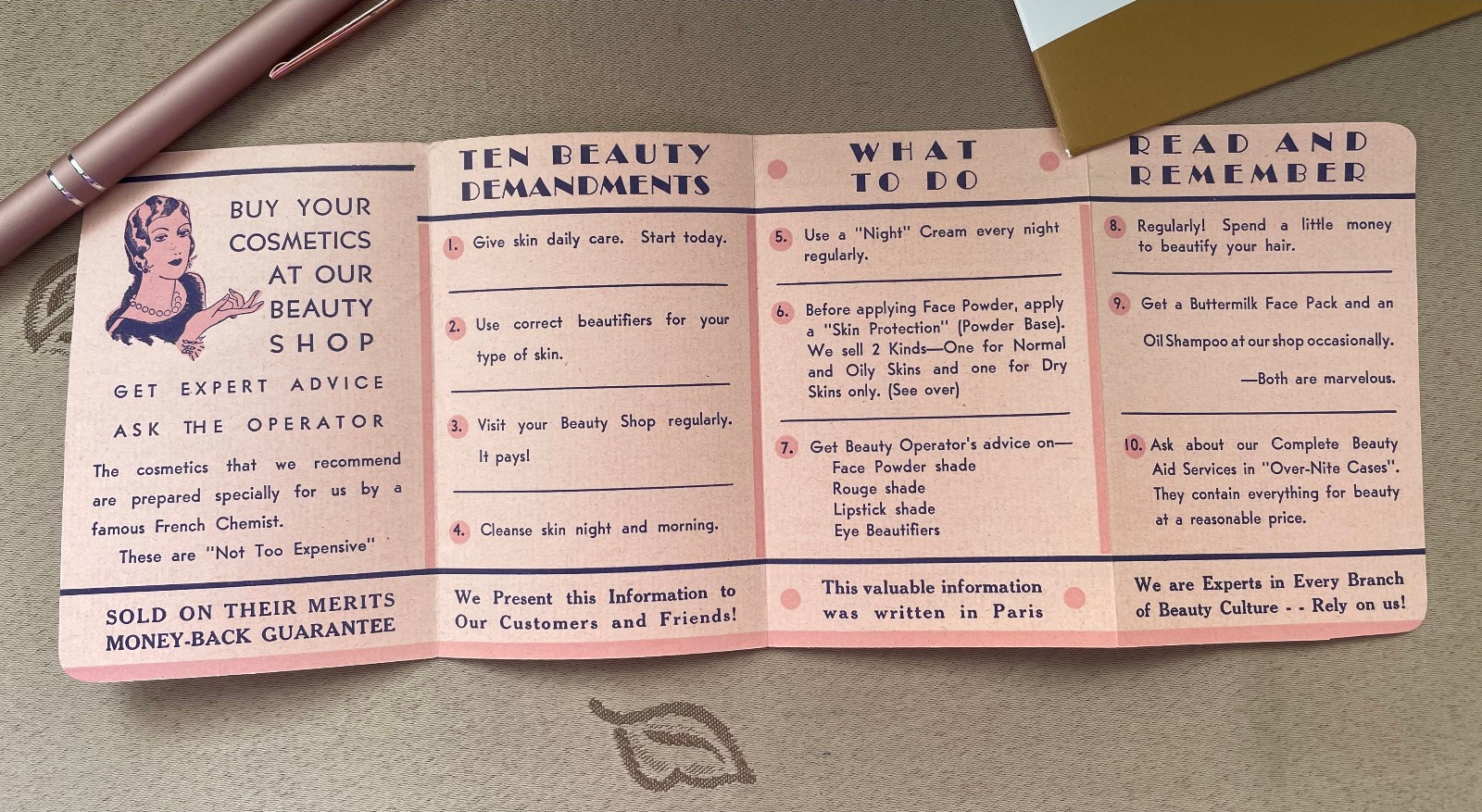 Rare Vintage “Latest Paris Beauty Advice” Advertising Booklet