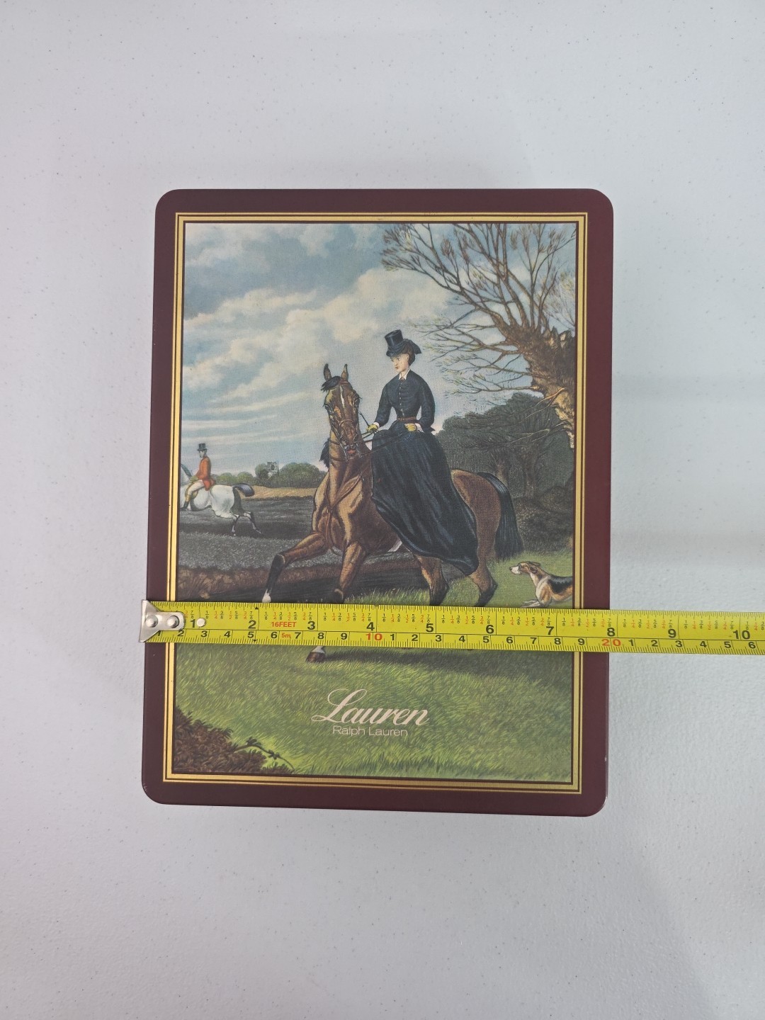 Vintage 1970s Lauren Ralph England Tin Victorian Woman Equestrian Fox Hunting