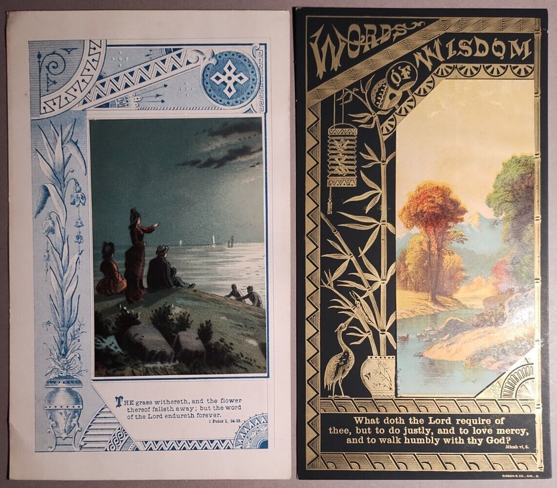 (2) Large Victorian Religious Greeting Cards Lithographed Gibson & Co B1-26