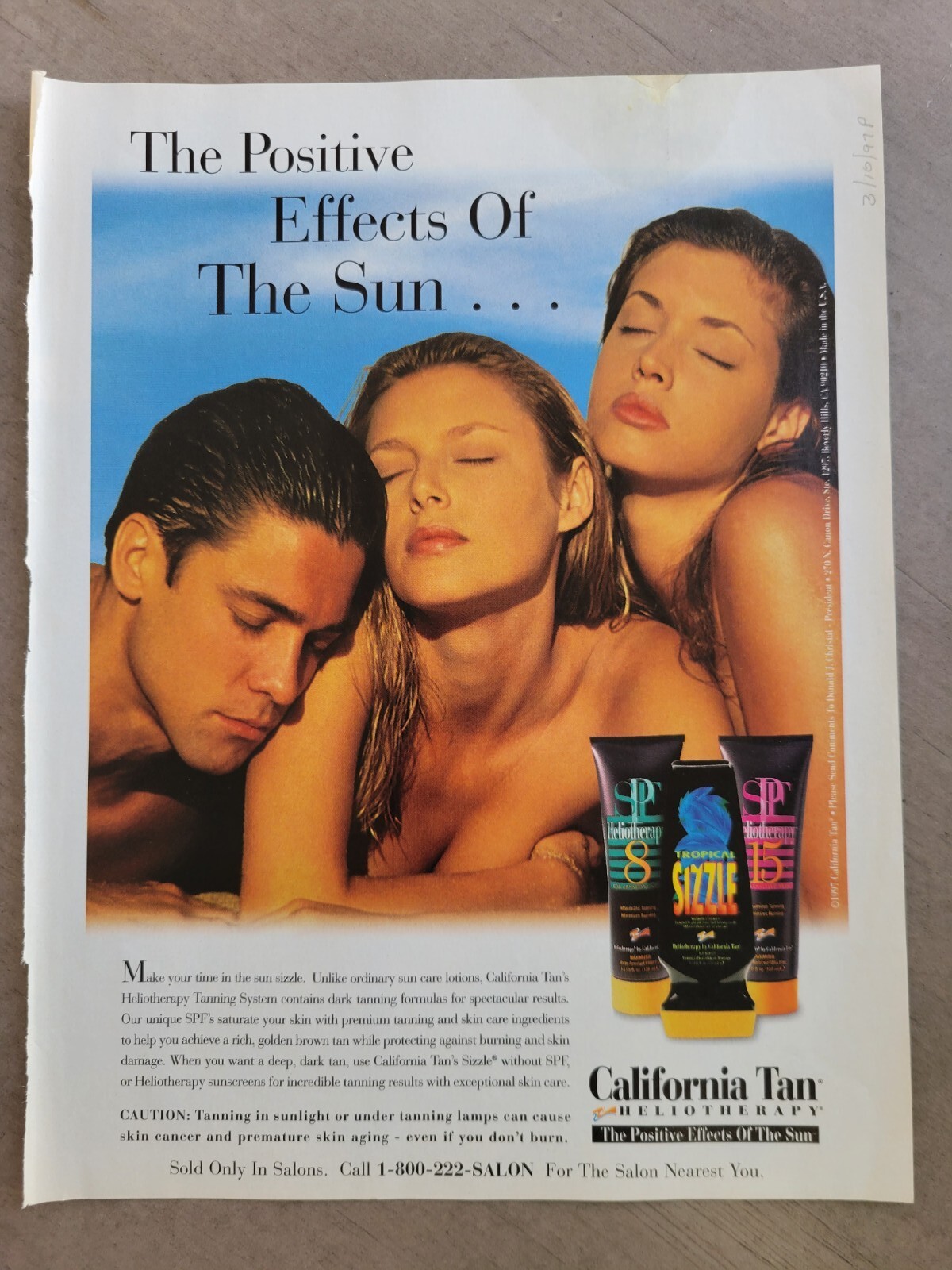 1997 California tan heliotherapy Suntan lotion Positive Effects of sun vintage a