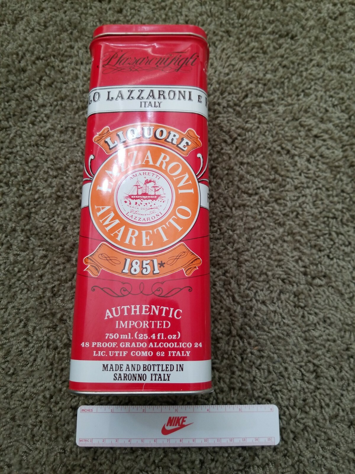 LAZZARONI AMARETTO Di SARONNO Liquore Tall TIN, Saronno Italy