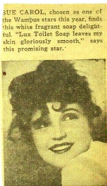 Sue Carol Newspaper Article about Advertisement on Lux Toilet Soap 1930’s (A1)