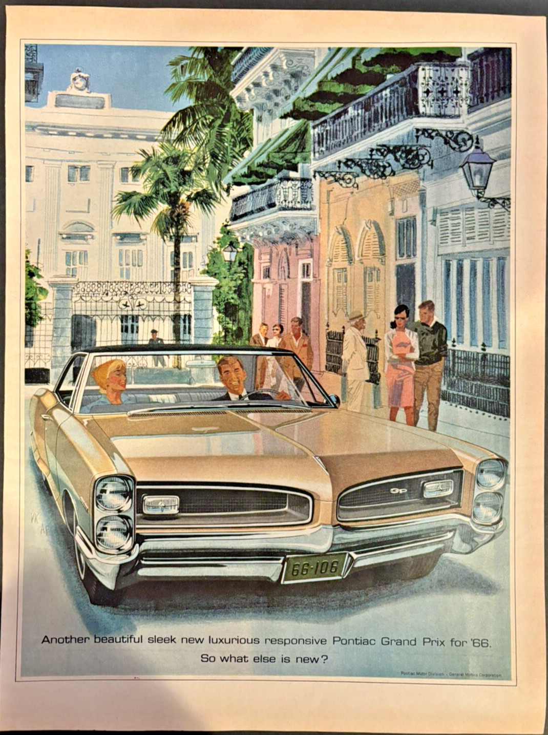 Vtg 1960s AD, General Motors, GM, 1966 Pontiac Grand Prix