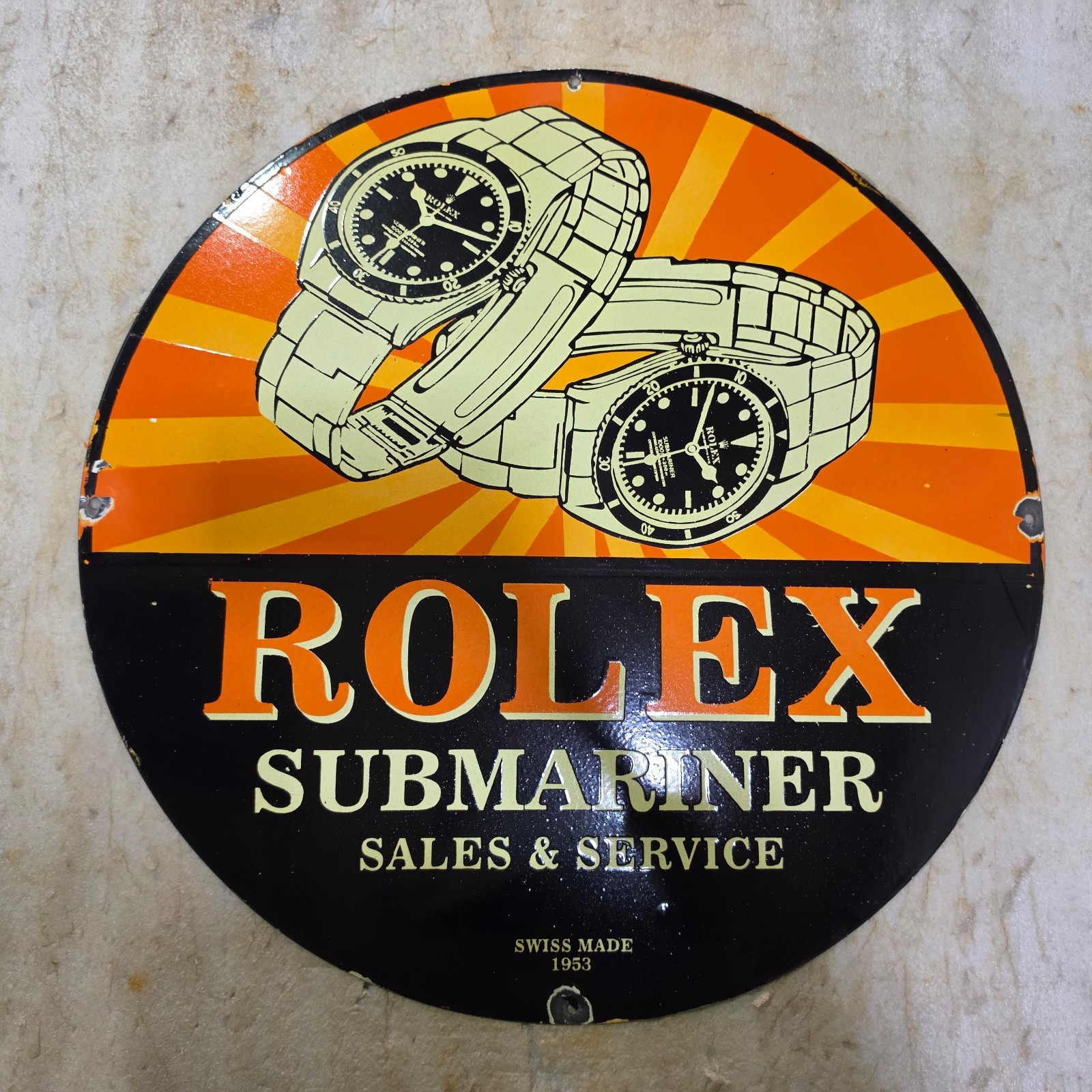 ROLEX SUBMARINER 29 X 29 INCHES PORCELAIN ENAMEL SIGN