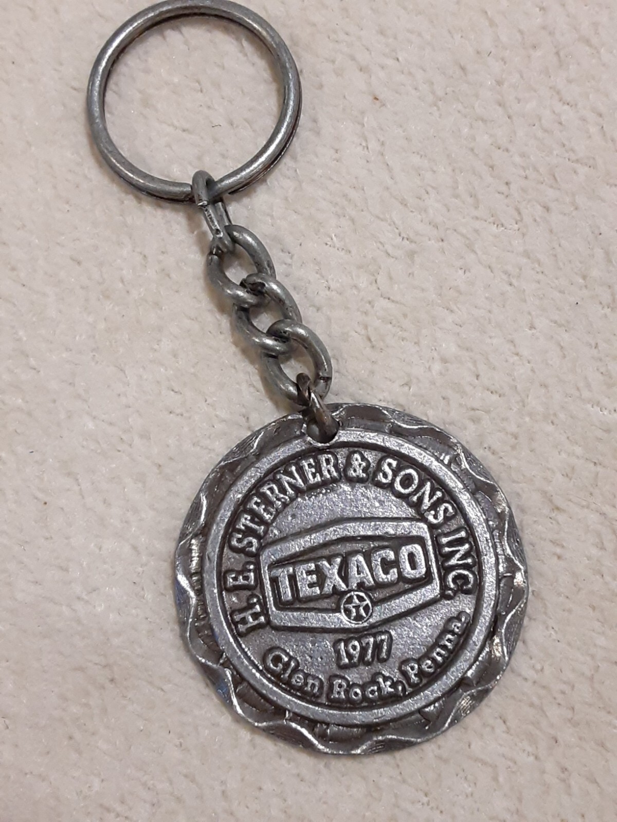 VINTAGE TEXACO KEY CHAIN FOB NOS 1977 H E STERNER & SONS INC GLEN ROCK PENNA PA