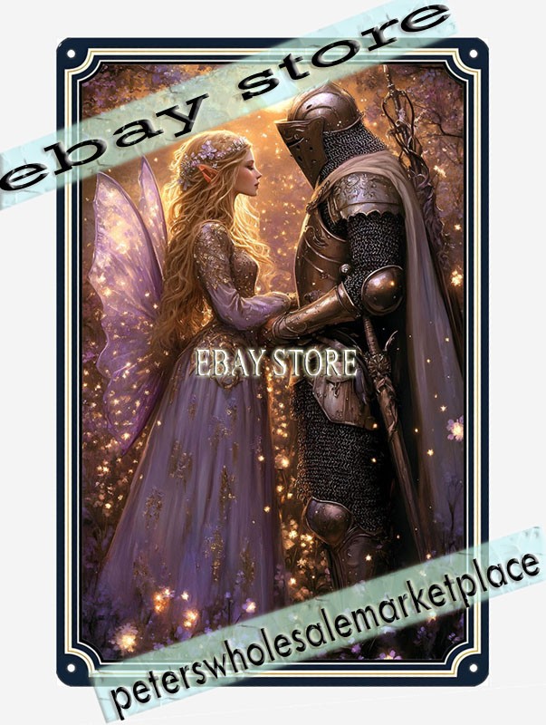 Moonlight Farewell Metal Tin Sign Lovers Armored Scene metal wall plaque