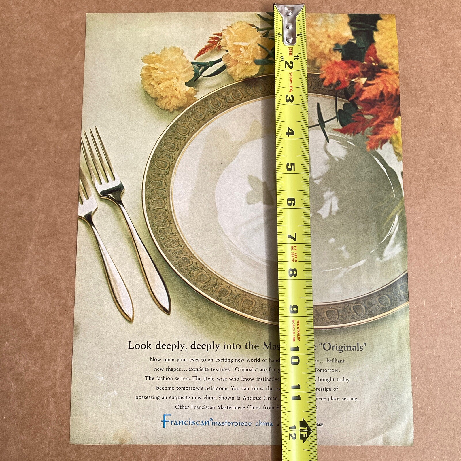 1967 Franciscan Masterpiece China Dinnerware Print Ad Antique Green Plate MCM