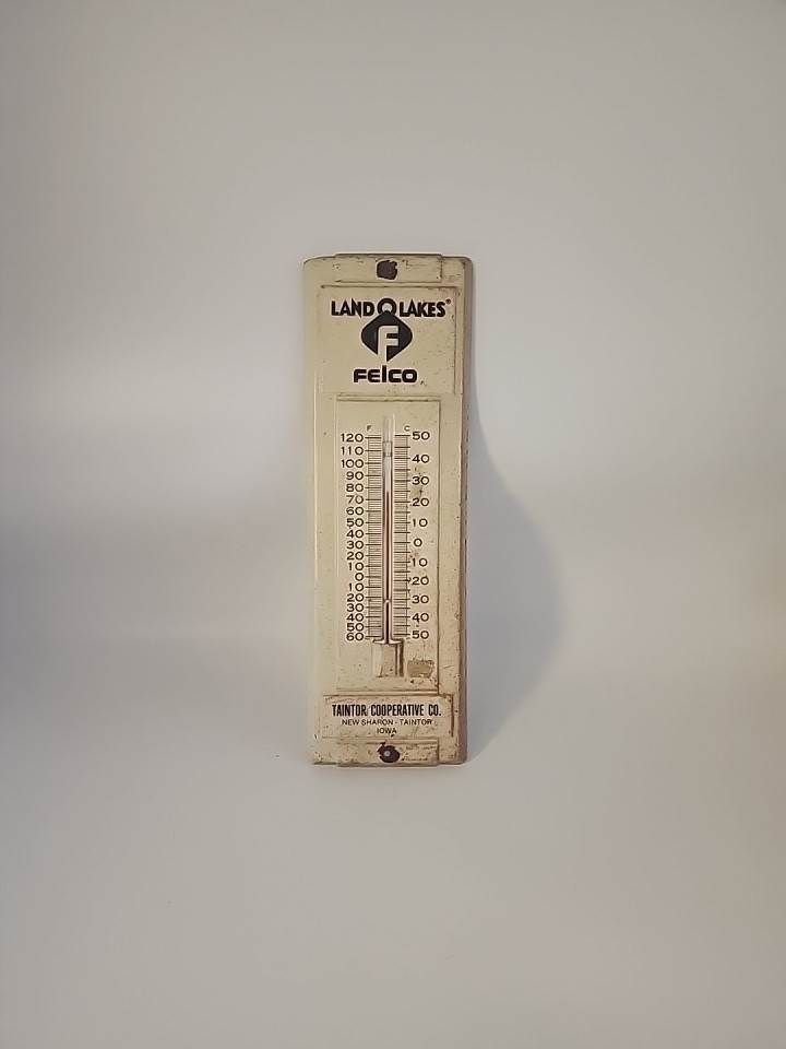 Vintage Metal Land O Lakes Felco Wall Thermometer