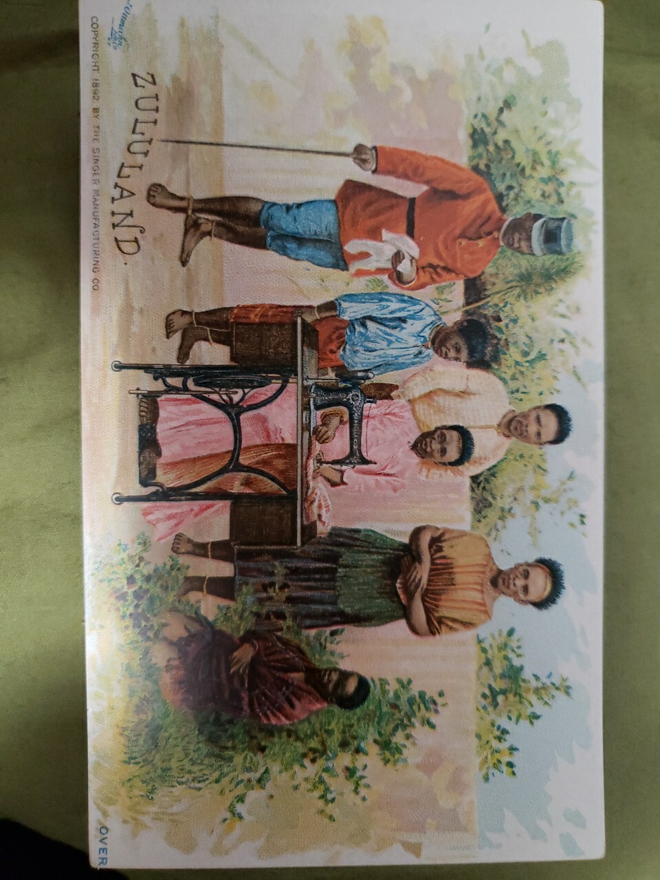 c1892 Singer Mfg. Co. Sewing Trade Card ZULULAND AFRICA Costumes of All Nations